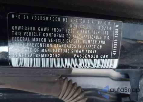 2015 Volkswagen Beetle 1.8T Fleet Edition from USA, damaged, VIN 3VWF17AT8FM623152